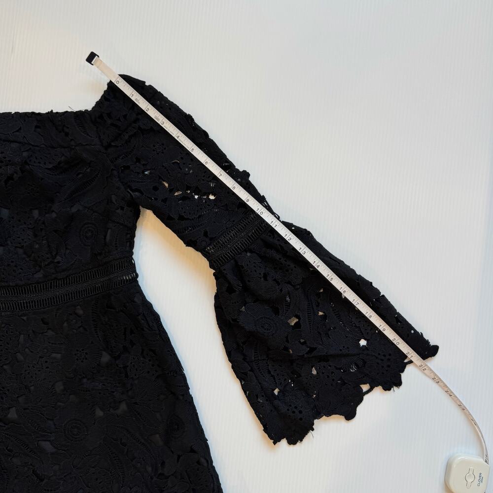 Cynthia Rowley Wild Flower Lace Mini Dress Black Women's 2 Coquette Whimsigoth - Picture 6 of 16
